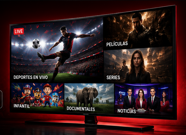 Televisor con deportes, películas, series y entretenimiento